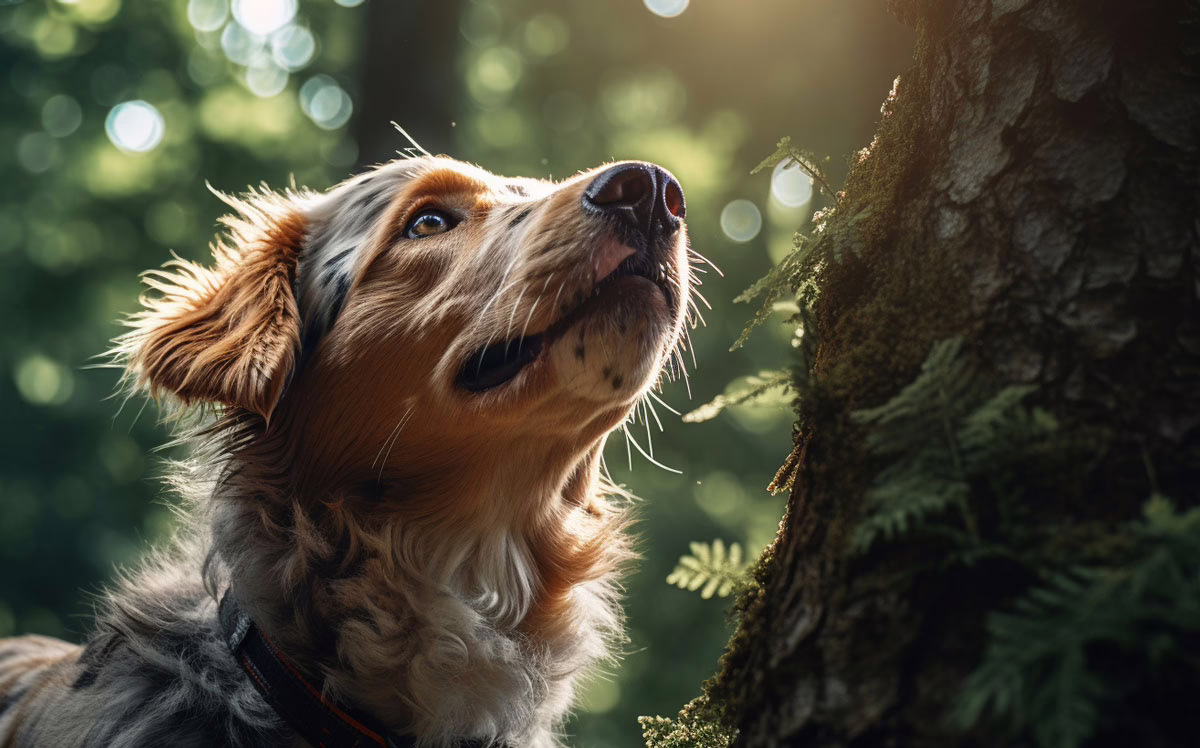 Hund sucht Leckerlis im Baum – Suchspiel für unterwegs